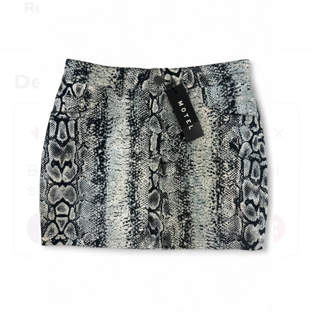 Motel Rocks Black & White Snake Print Mini Skirt